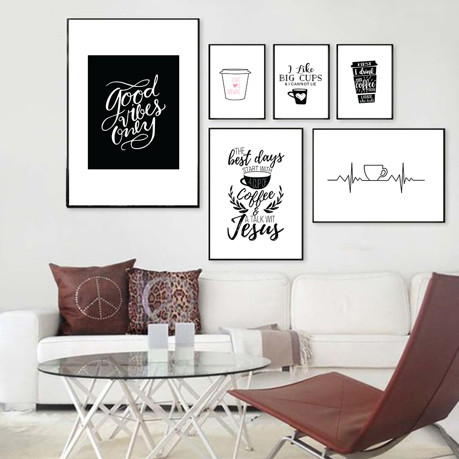 Home Decor Quotes On Wall - Moderne Kaffee Zitat Poster Drucke Bunte