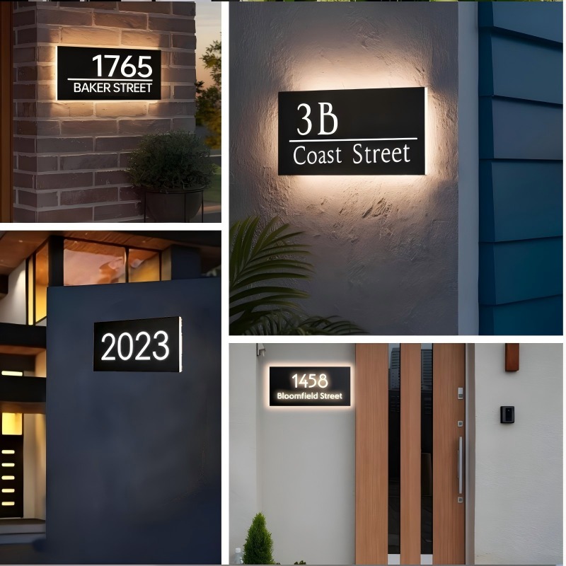 Home Decor Nearby - Maßgefertigte LED-Lichtleiter-Türschilder für Innen und Außen,