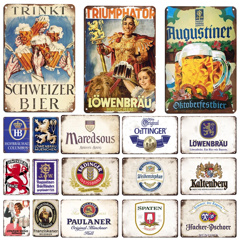 Germany Home Decor - Retro Vintage Deutschland Paulaner Bier Blechschild