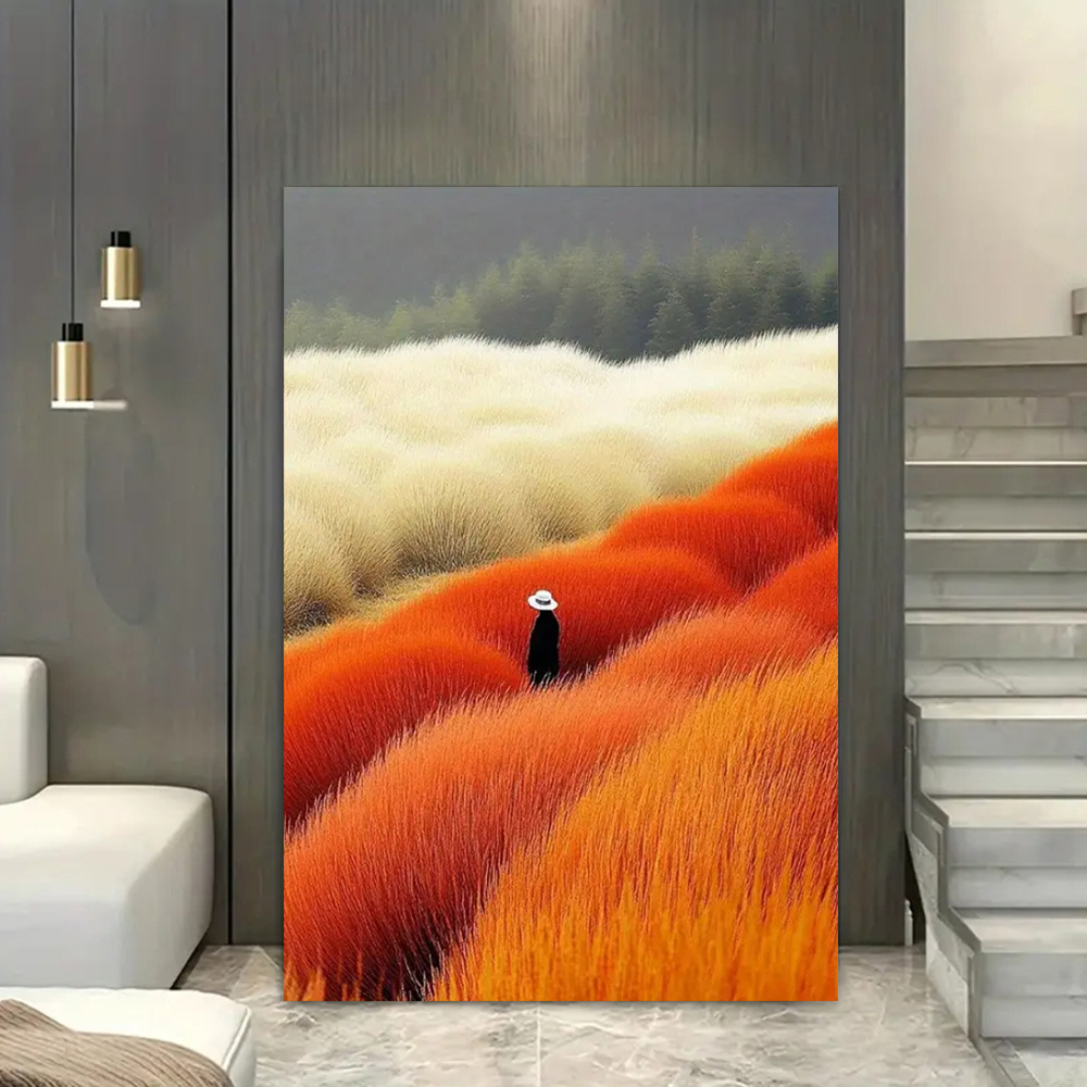 Home Decor Orange - Modernes abstraktes Landschaftsposter und Drucke, Beige,