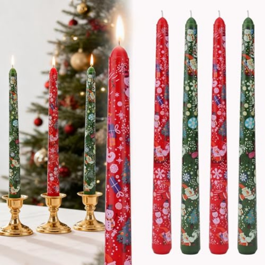 Home Decor Xmas - Weihnachts-Stabkerzen und Lange Kerzenständer für Weihnachten,