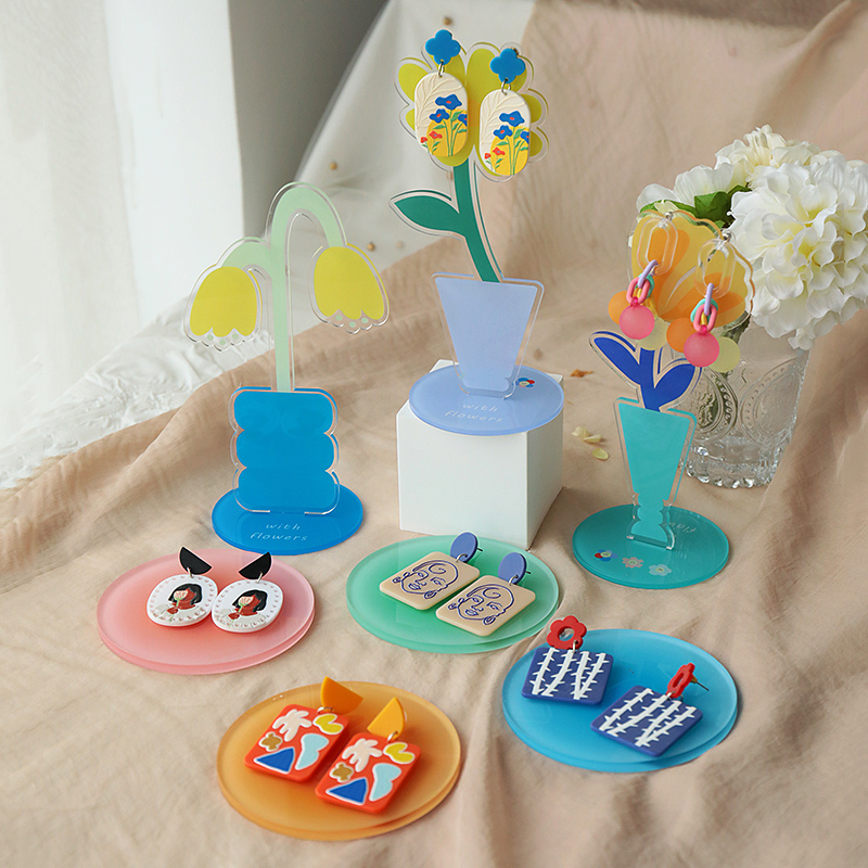 Home Decor Online Shopping - Acryl-Schmuckständer für Fotografie, bunte Blumen, Ohrringe,