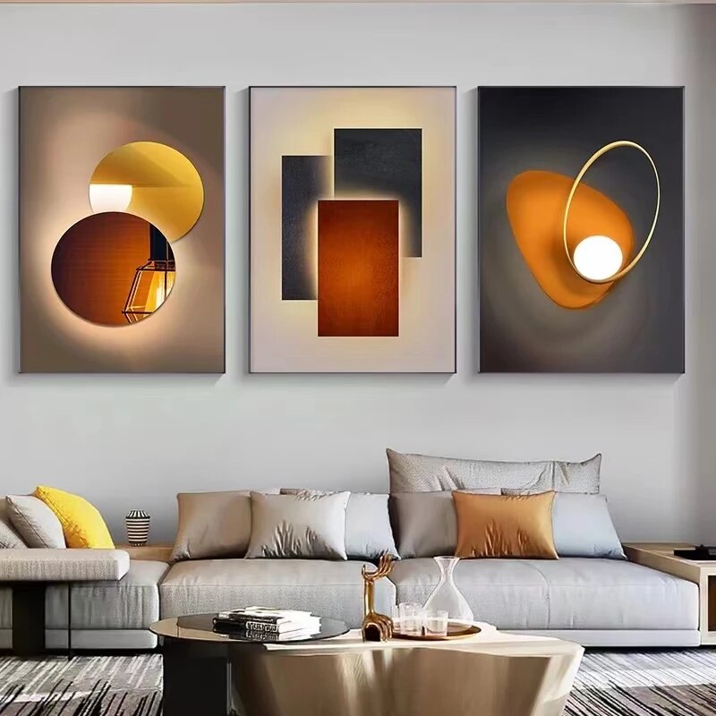 Home Decor Orange - Moderne minimalistische abstrakte geometrische Leinwandmalerei in