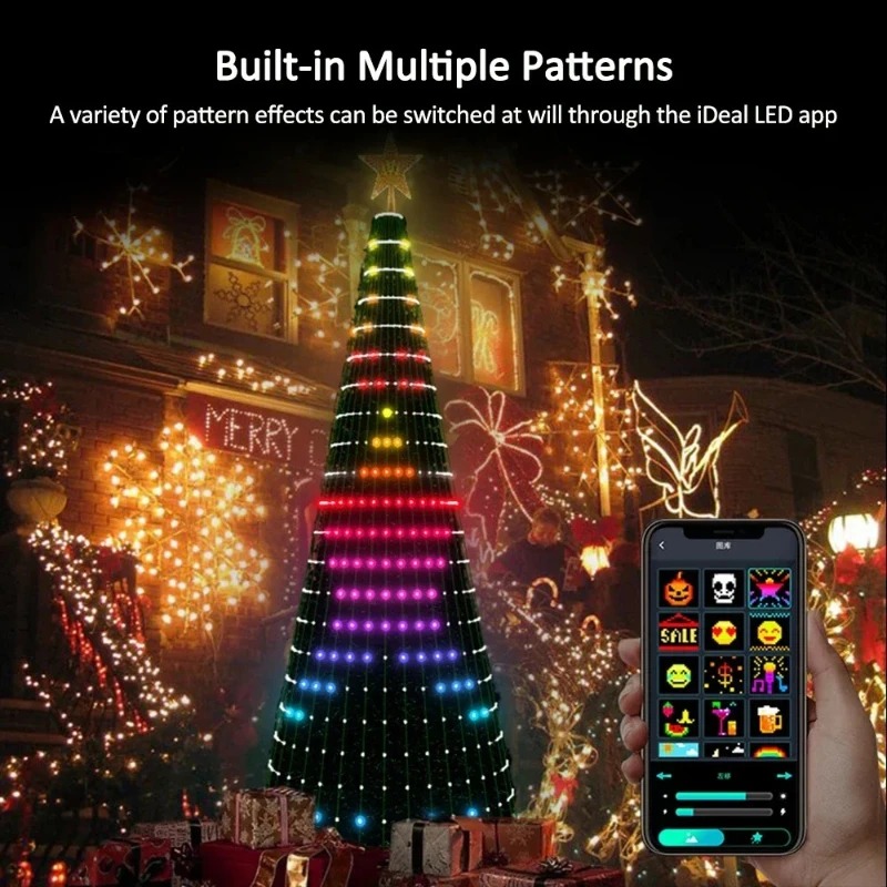 Home Decor Xmas - Weihnachtsstern-Baumbeleuchtung RGB LED, Bluetooth APP-gesteuerte Lichterkette