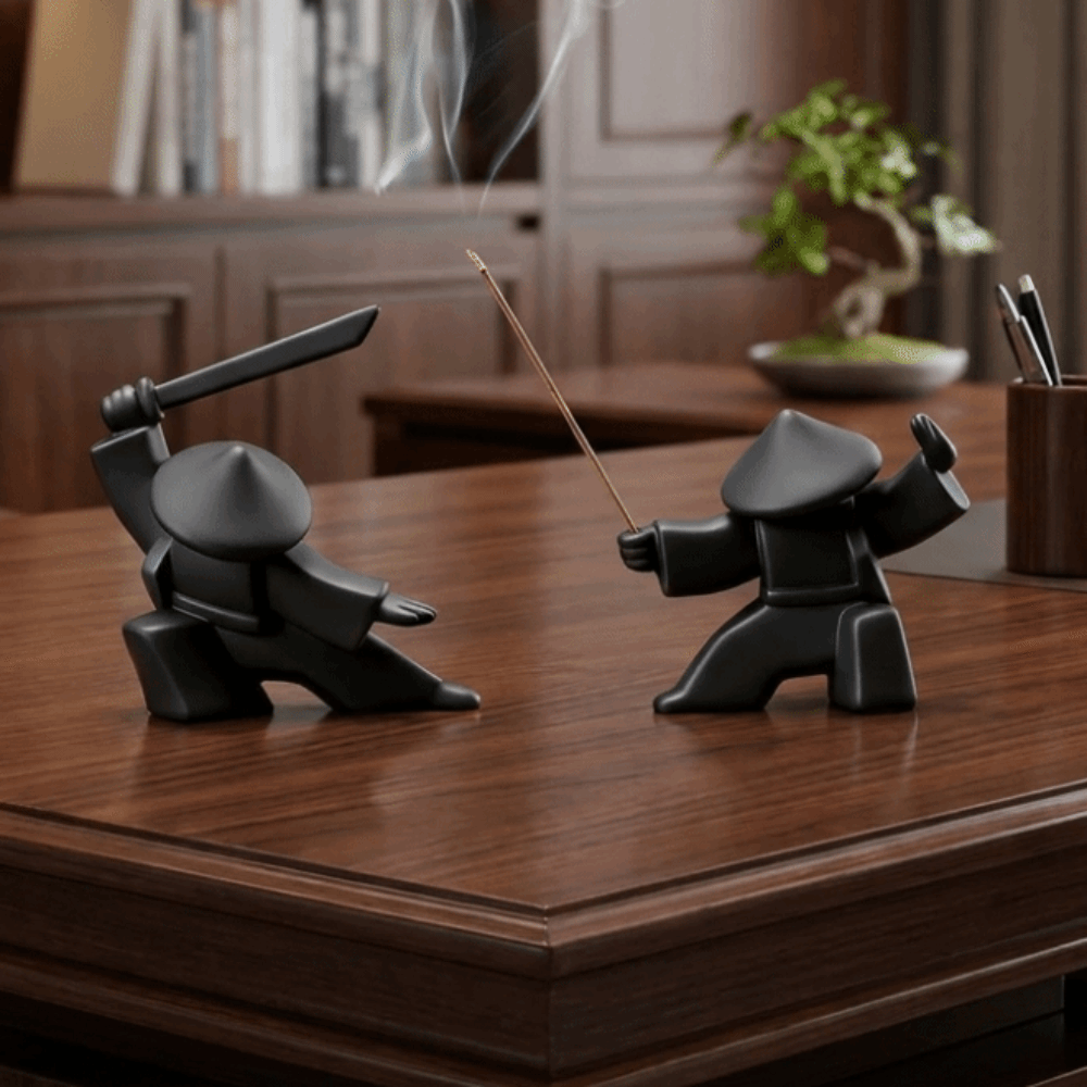 Incense Stick Holder - 2 Stück 3D-Gedruckter Samurai-Räucherstäbchenhalter Samurai-Figur Kunststoff-Räucherstäbchenbrenner