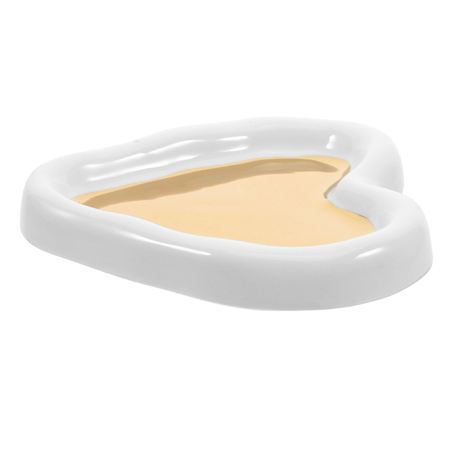 Ceramic Trinket Dish - Herzförmige Schmuckschale in Weißgold mit Glanzfinish,
