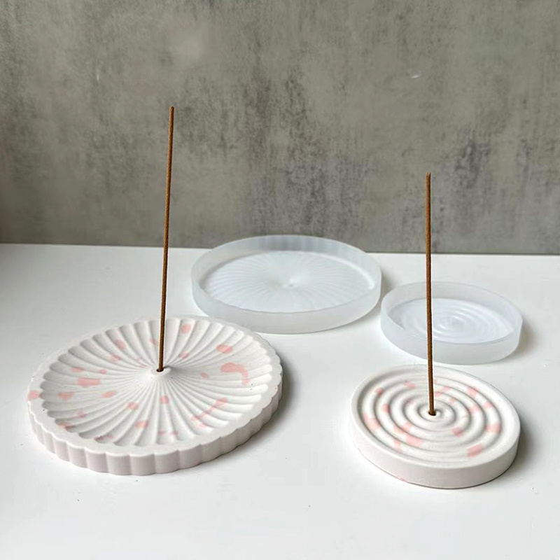 Incense Stick Holder - 1 Silikon-Räucherstäbchenhalter-Form, DIY Rundmuster-Räucherstäbchenständer, Zement-Gips-Form, Handwerk