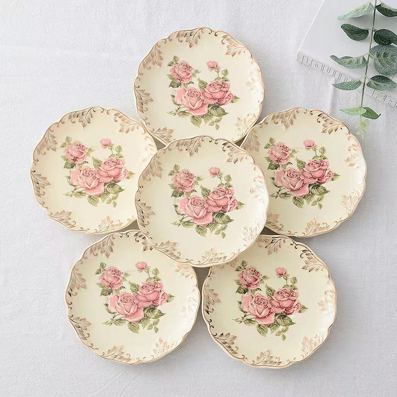 Ceramic Trinket Dish - Rose Blume Hand Bemalt Kaffee Tasse