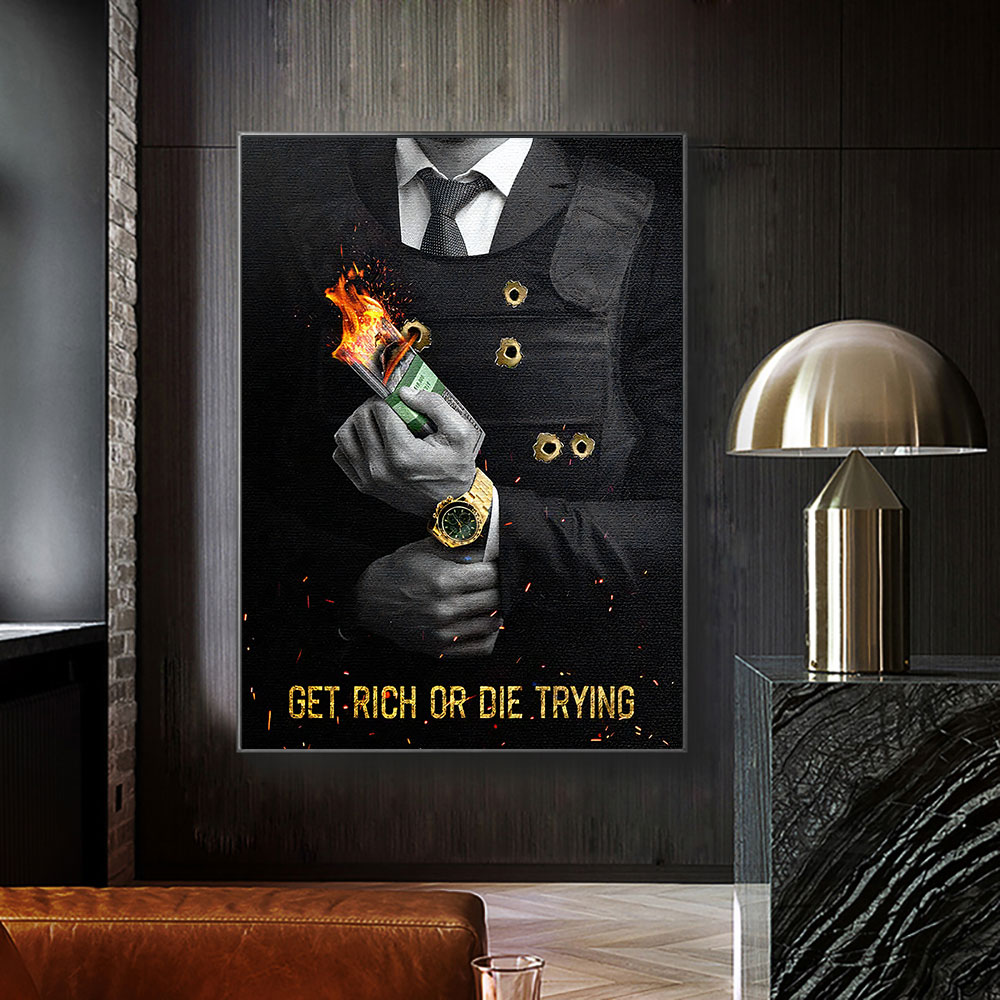 Home Decor Quotes On Wall - Motivierendes Zitat „Get Rich or Die