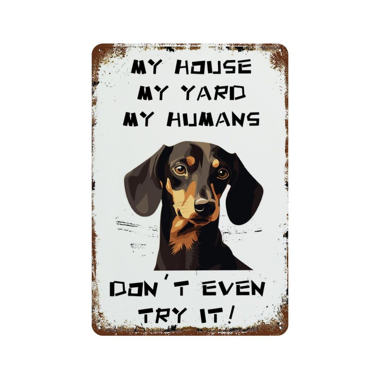 Home Decor Nearby - Vintage-Blechschild, Dackel, mein Haus, mein Hof,