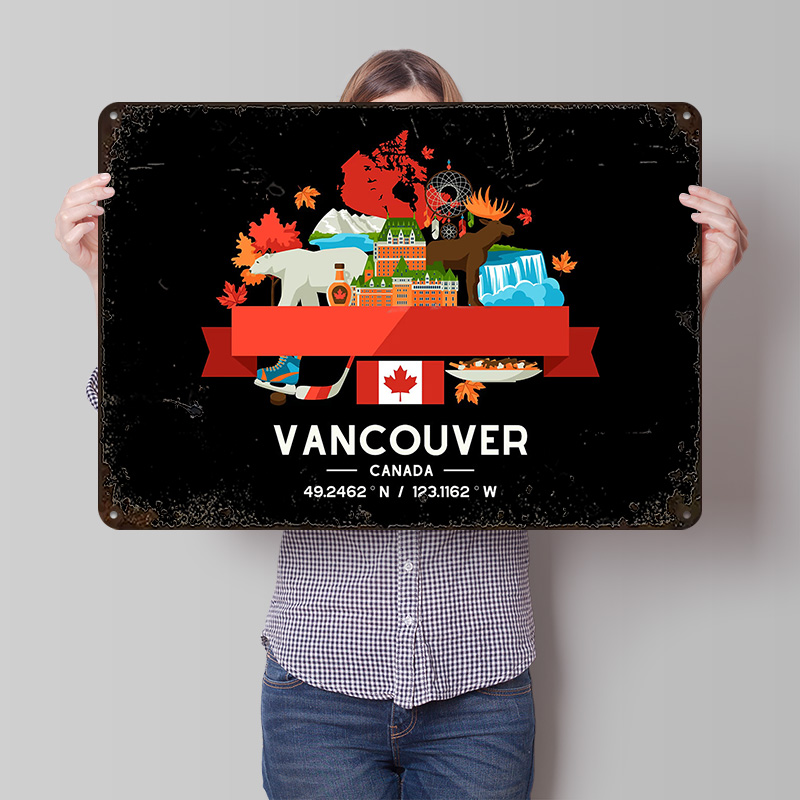 Home Decor Vancouver - Vancouver Stadtplan Gedrucktes Poster Individualisierte Retro
