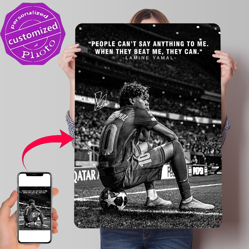 Home Decor Quotes On Wall - Lamine Yamal Zitat über Fußballplatz Metallposter