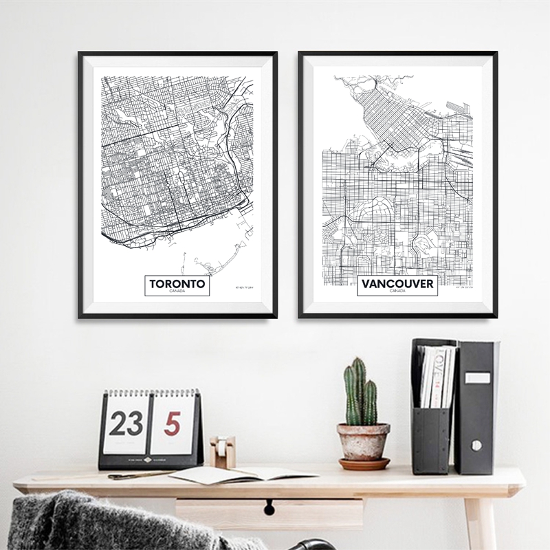 Home Decor Vancouver - Kanada Toronto Stadt Karte Poster und