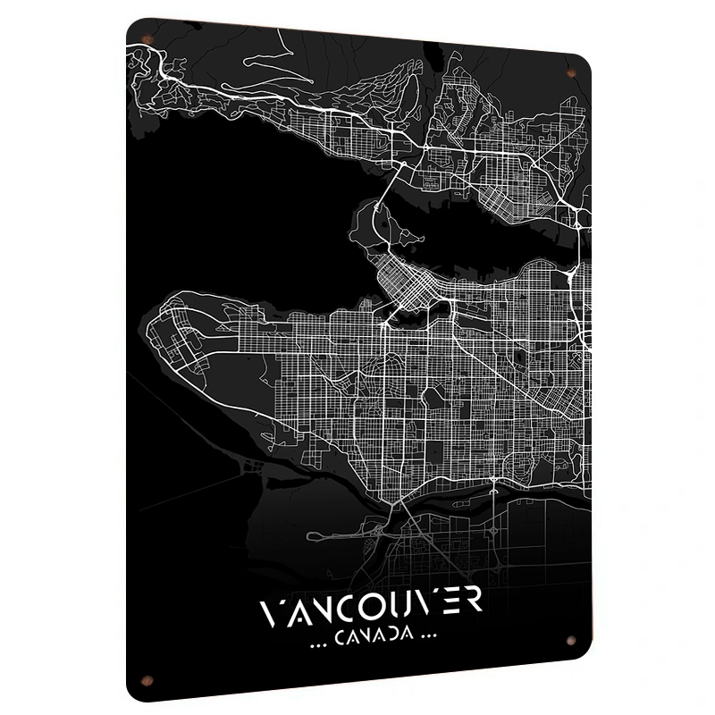 Home Decor Vancouver - Vancouver Kanada Stadtplan Metall Wandkunst Moderne