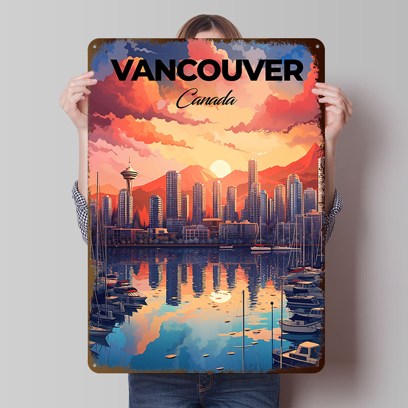Home Decor Vancouver - Vancouver Reise-Poster, Bedruckte Wandkunst, Individuelle Retro-Metallschilder