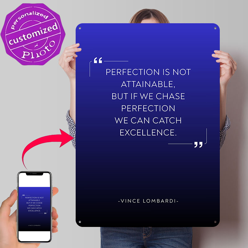 Home Decor Quotes On Wall - Vince Lombardi Zitat über Perfektion Metallposter