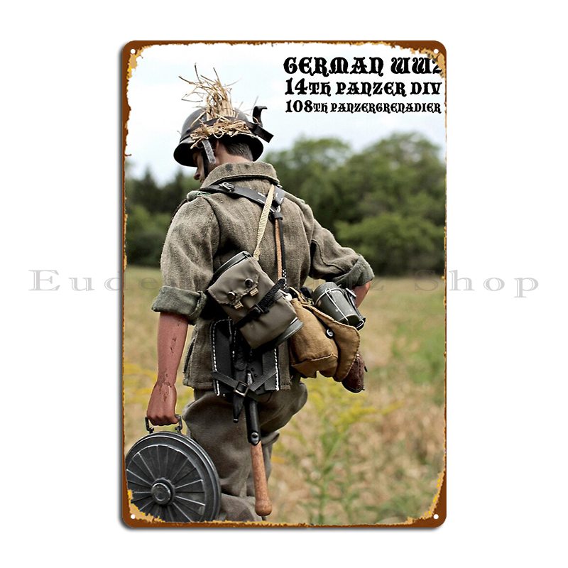 Germany Home Decor - Ww2 Deutscher Panzergrenadier mit Landmine, Metallschild,