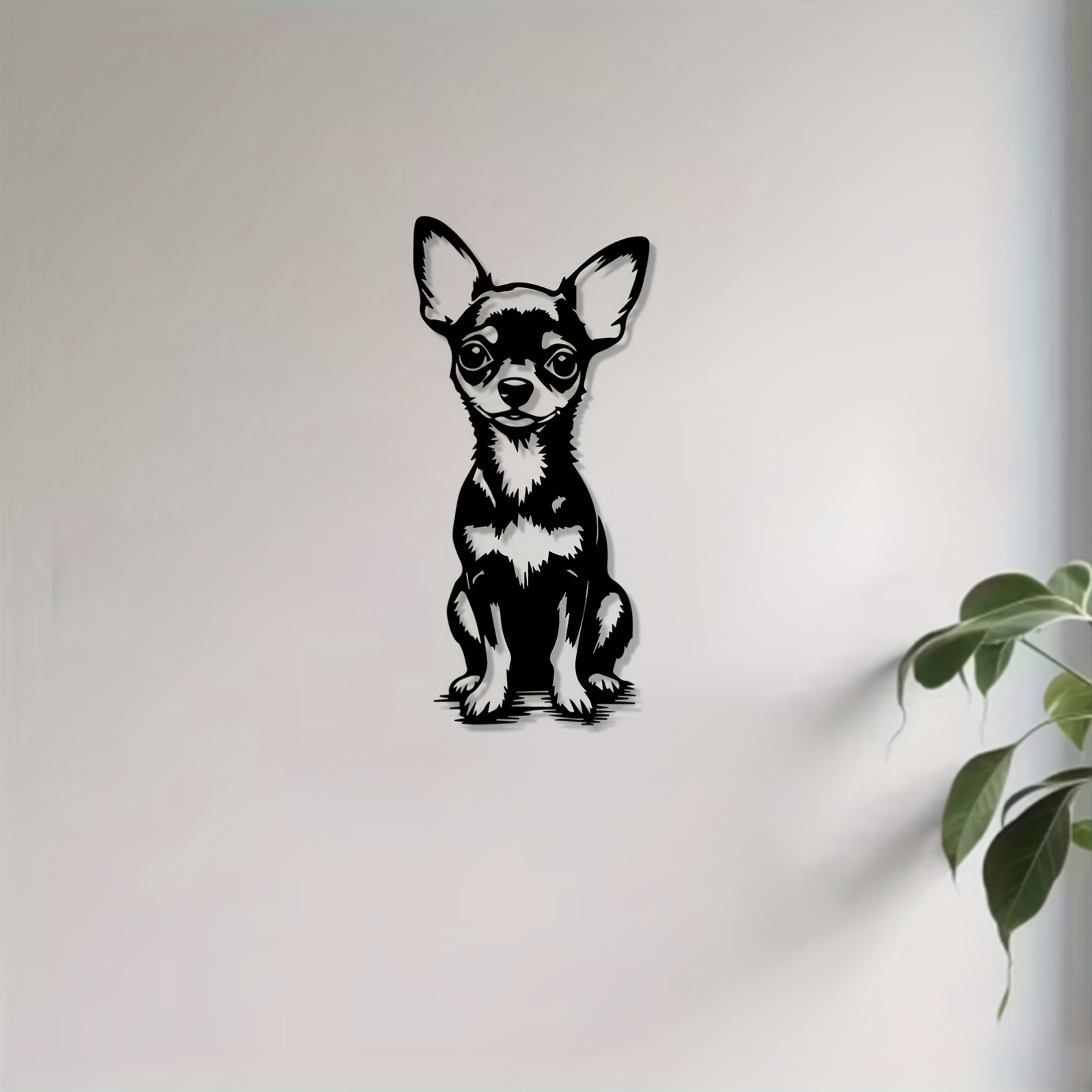 Home Decor Quirky - Moderne Metall-Wandkunst, niedliche Chihuahua-Statue, Aluminium-Dekoration, langlebig,