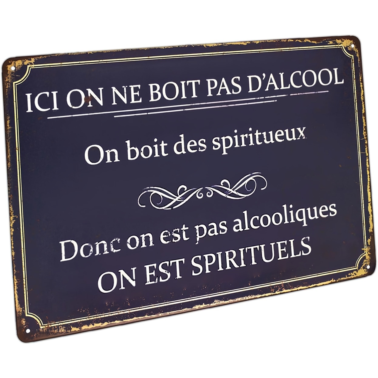 Home Decor Quotes On Wall - Vintage-Metallschild „Ici on ne boit pas