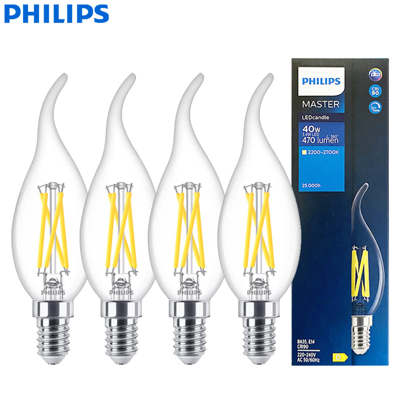 Philips Bulb Led Classic - Philips Master LED-Kerze, E14-Filamentlampen, 3,4 W