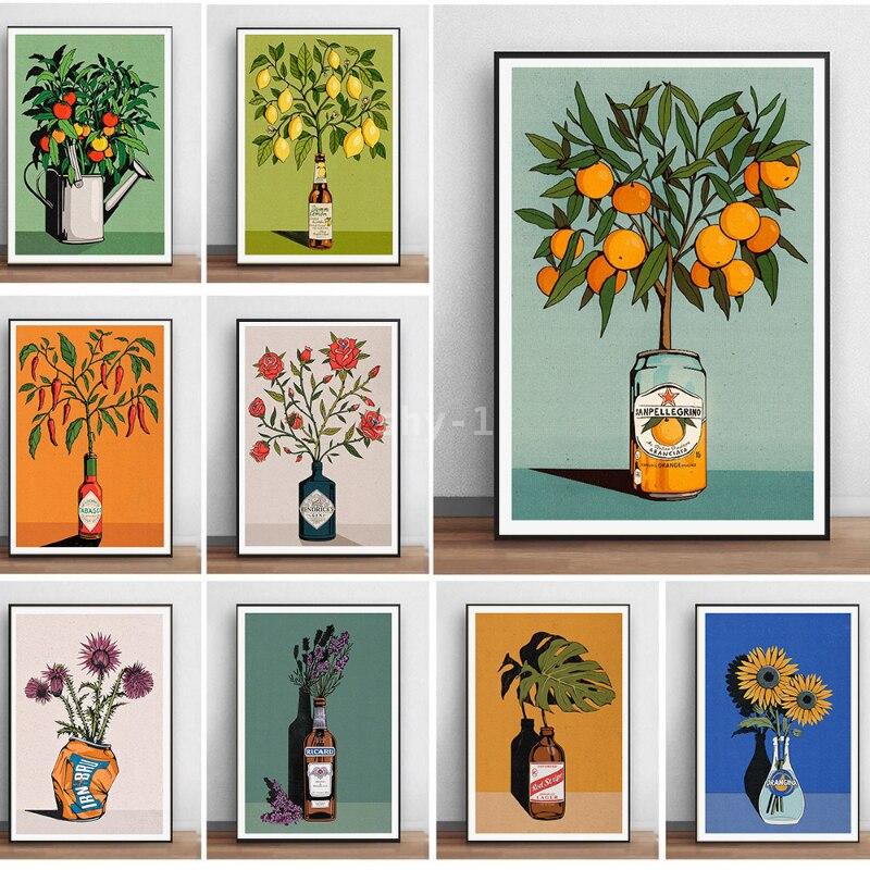 Home Decor Orange - Moderne Zitrus-Wandkunst Zitronen- und Orangen-Drucke auf
