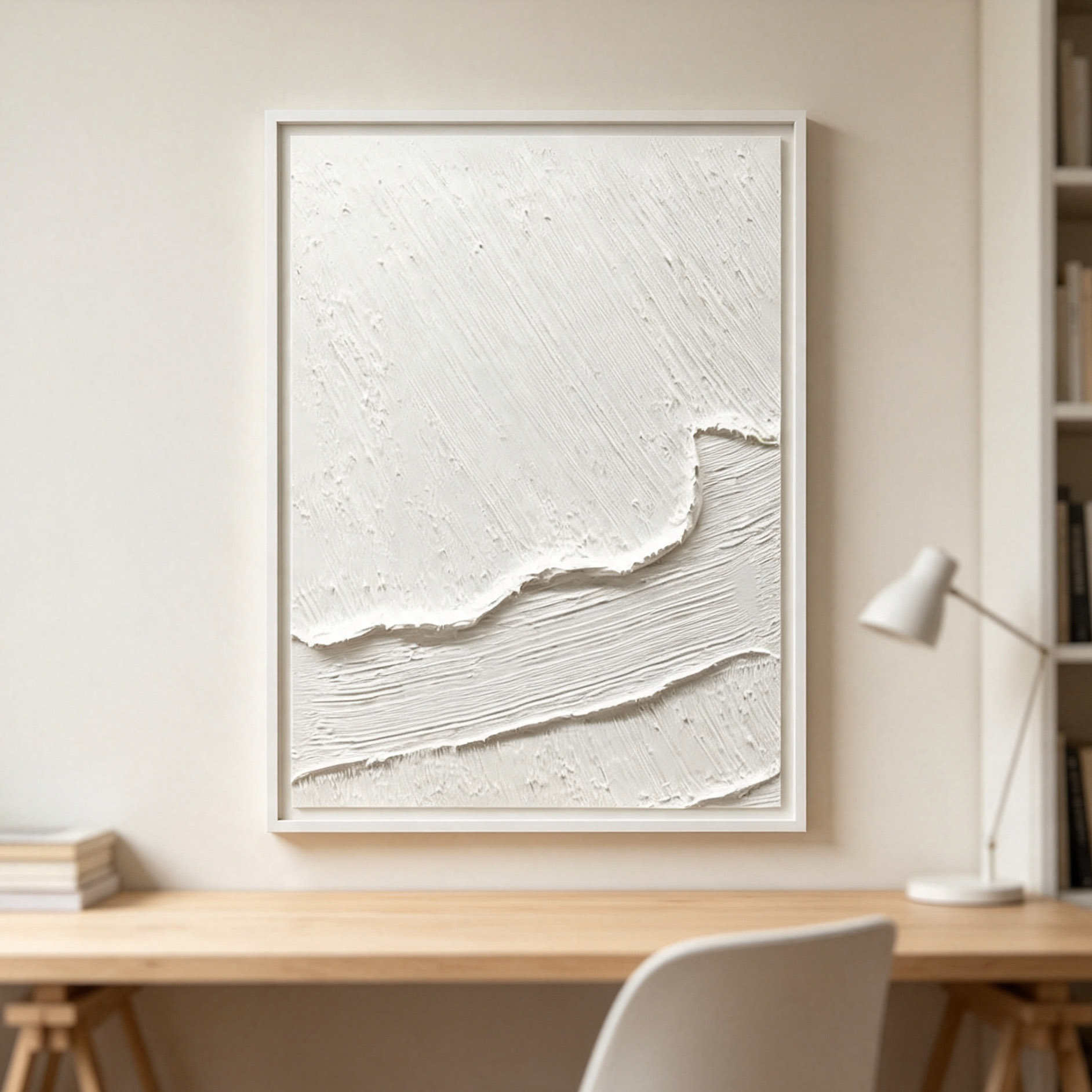 Handgemaltes Weißes 3D-Ölgemäl – Home Decor Frames Bewertung und Preis