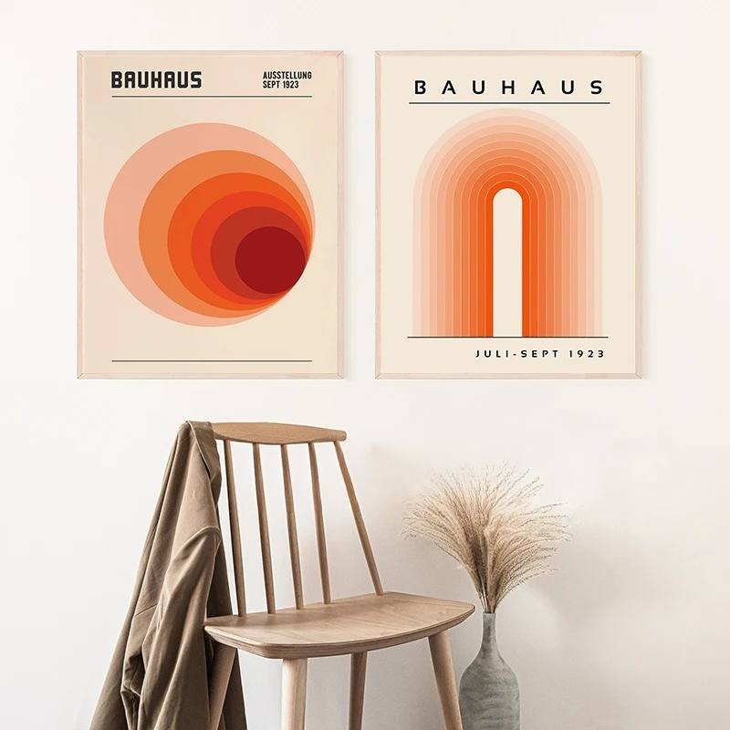 Orange Bauhaus Retro Kunstdruc – Home Decor Orange Bewertung und Preis
