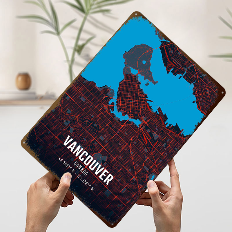 Vancouver Stadtplan Metallpost – Home Decor Vancouver Bewertung und Preis