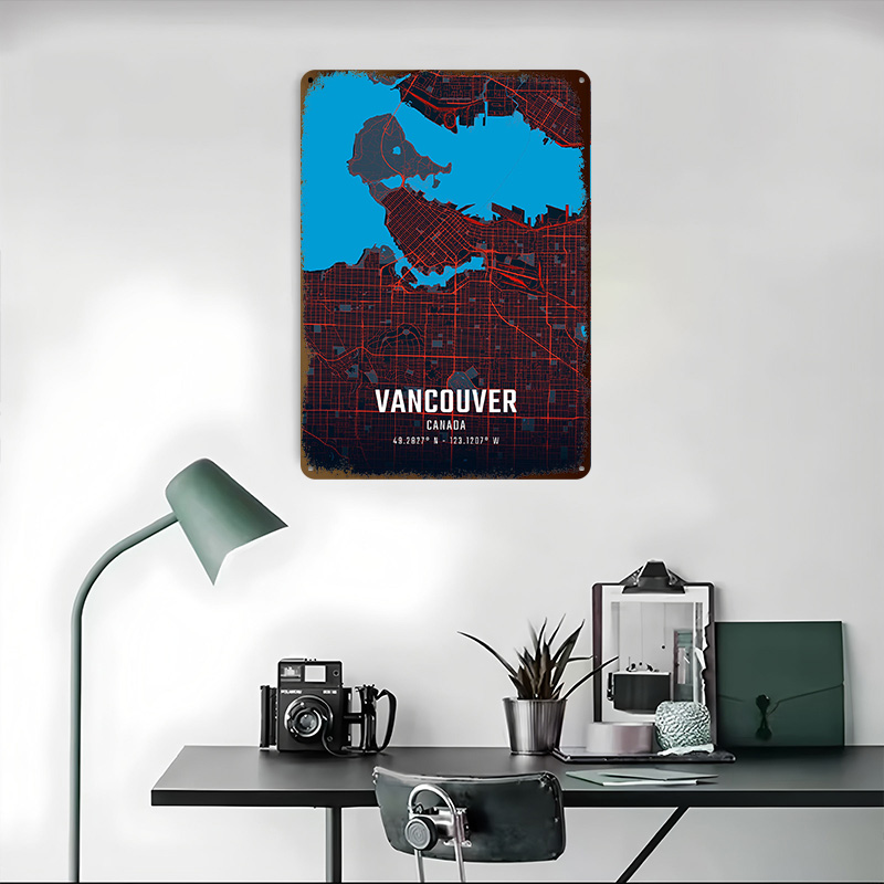 Vancouver Stadtplan Metallpost – Home Decor Vancouver Bewertung und Preis