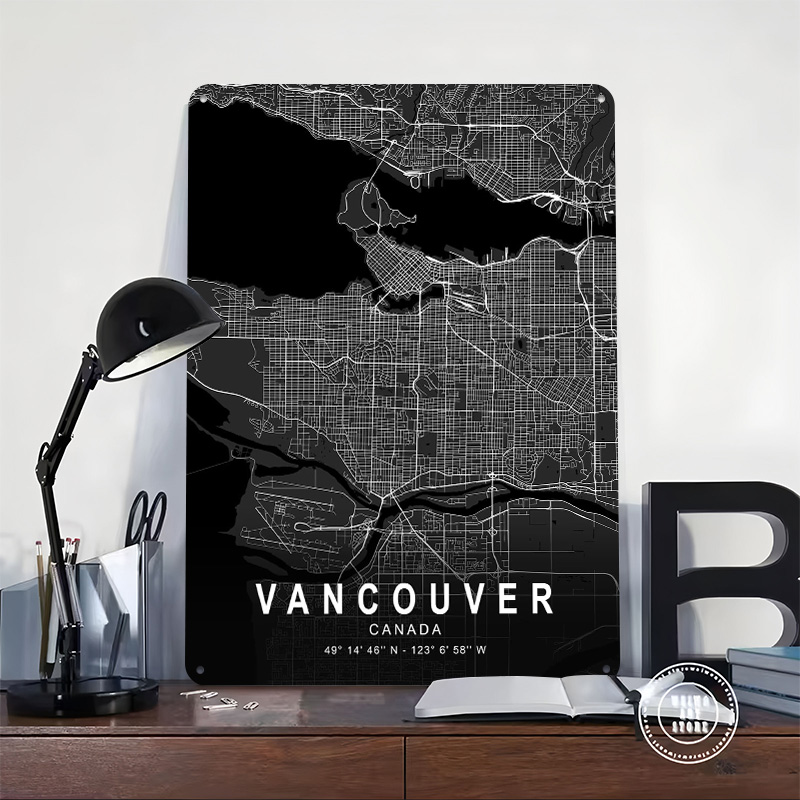 Vancouver Dark Map 3D-gedruckt – Home Decor Vancouver Bewertung und Preis