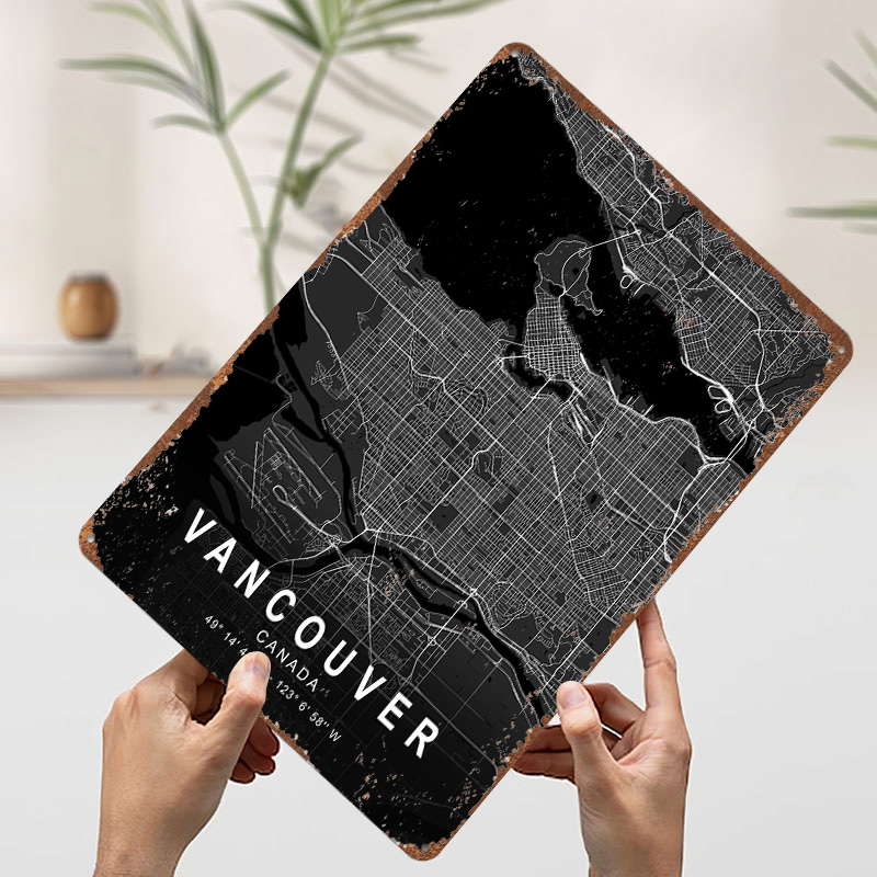 Vancouver Dark Map 3D-gedruckt – Home Decor Vancouver Bewertung und Preis