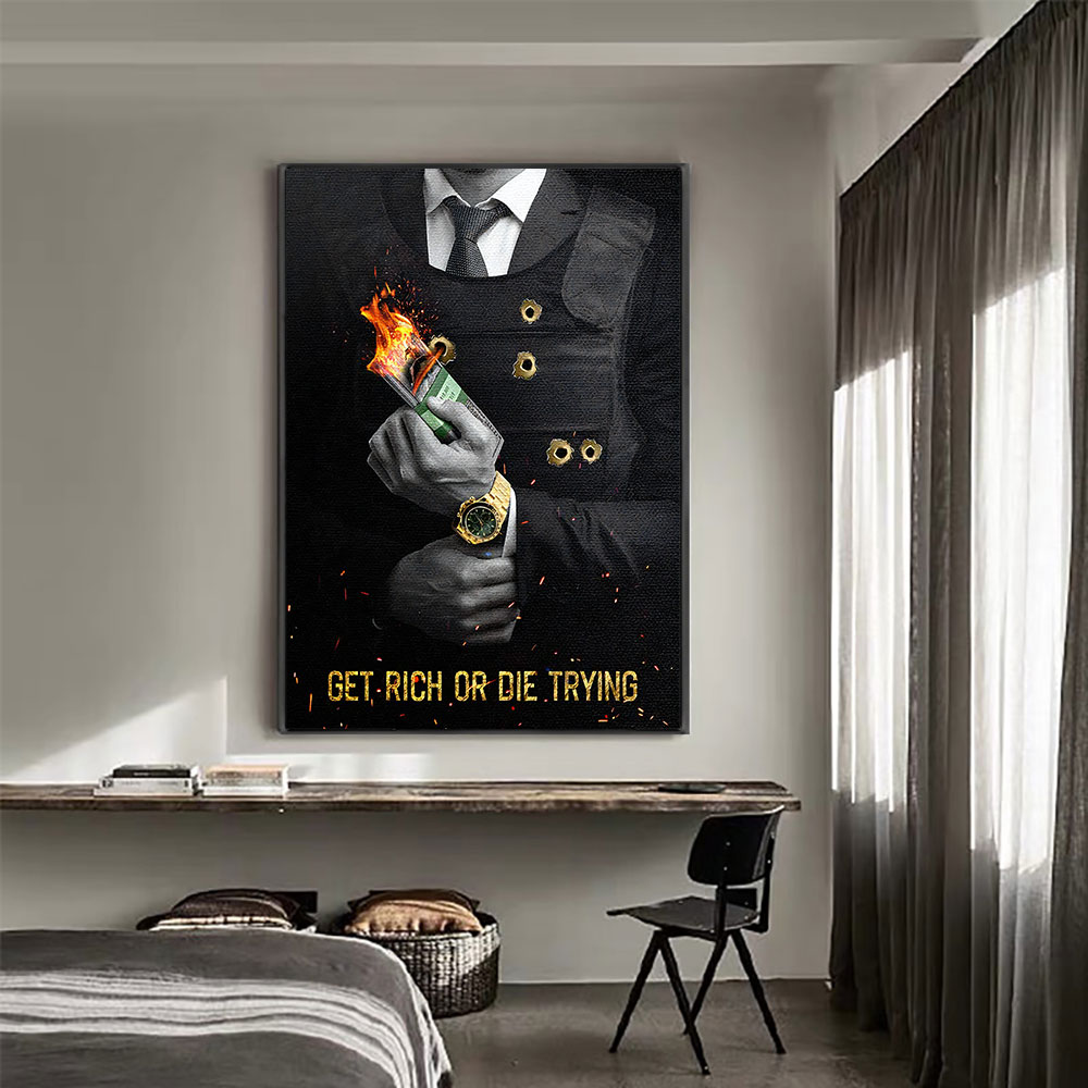 Motivierendes Zitat „Get Rich  – Home Decor Quotes On Wall Bewertung und Preis