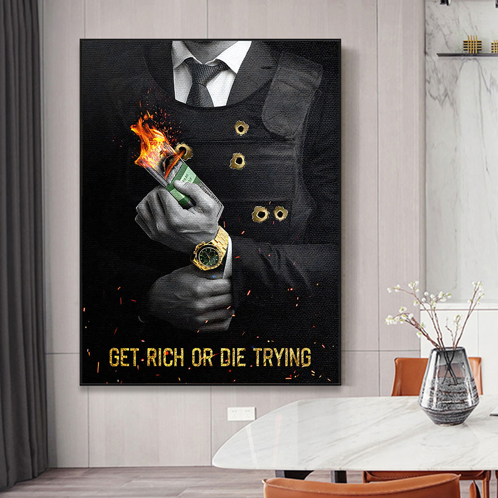 Motivierendes Zitat „Get Rich  – Home Decor Quotes On Wall Bewertung und Preis