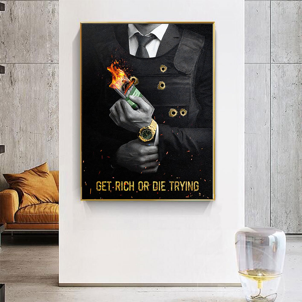 Motivierendes Zitat „Get Rich  – Home Decor Quotes On Wall Bewertung und Preis
